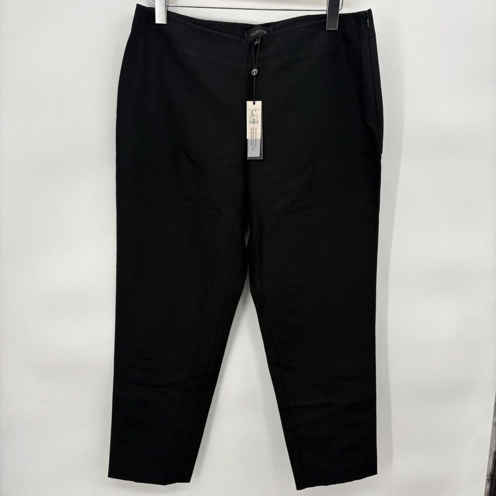 Talbots Black Cropped Cotton/Silk‎ Dress Pants Flat Front Size 8 32" Curvy #19J